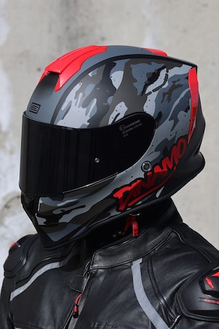 Dinamo Camo Siyah-titanium-kırmızı Kask C1 Siyah