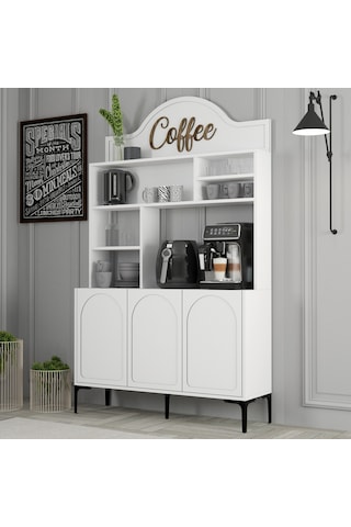 Lyon Kahve Köşesi 120cm - Beyaz / Siyah