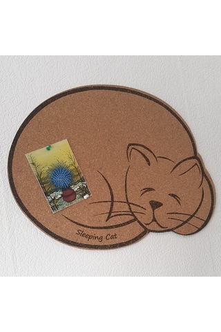 Uyuyan Kedi Mantar Duvar Panosu Arkası Yapışkanlı 42 Cm X 56 Cm