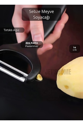 Meyve Soyacağı Paslanmaz Sebze Soyacağı Tırtıklı Soyacak Siyah 14 Cm Siyah