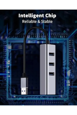 Usb 3.0 Gigabit Ethernet Adaptör + 3 Port Usb 3.0 Hub 4 İn 1 Çoklayıcı 1