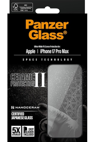 Panzerglass Apple Uyumlu iPhone 17 Pro Max Ultra-wide Fit Çerçeve Aparatlı Seramik Ekran Koruyucu