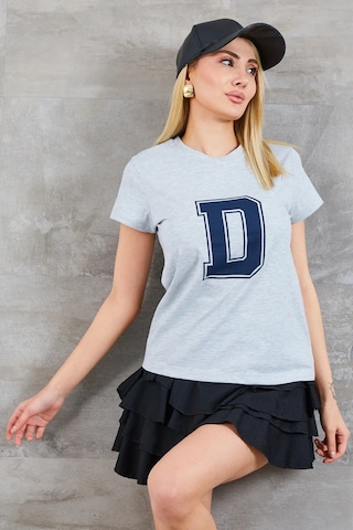 Bigümex D Baskılı T-shirt Gri
