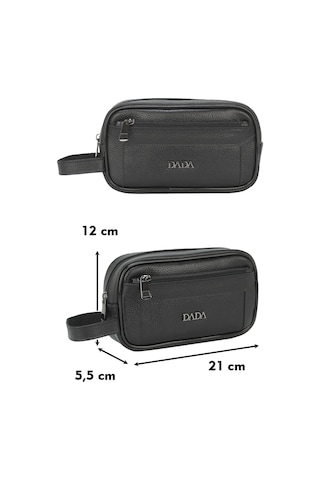 Dada Hakiki Deri Piremium Siyah Renk Erkek El Çantası 250 Gr Erkek El Portföyü Erkek Bakım Çantası Clutch