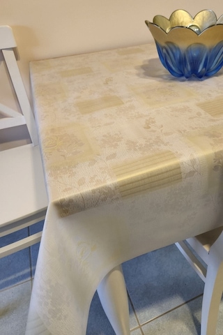 Ithal Pvc Muşamba - Desenli Silinebilir Masa Örtüsü Tnr 08 Krem