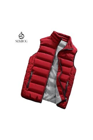 Erkekler İçin Yeni Büyük Beden Pamuklu Günlük Yelek Kırmızı