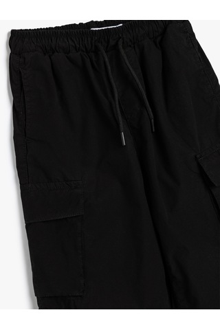 Koton Jogger Paraşüt Pantolon Cepli Beli Bağlamalı Pamuklu Siyah 5wkb40013tw Siyah