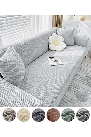 Upmall Tuğla Desen Koltuk Örtüsü Çekyat Kılıfı 3 Kişilik A.gri