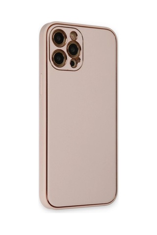 Apple iPhone Uyumlu Uyumlu 12 Pro Kılıf Coco Deri Silikon Kapak - Pudra Renkli