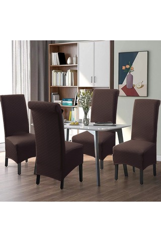 Geekyou Kahverengi Yüksek Belli Koltuk Örtüsü - Su Geçirmez, Elastik, Çarpıcı Kare Desenli, Otel Ve Banket İçin Toplu Satış DiğER