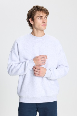 Ac&Co / Altınyıldız Classics Standart Fit Bisiklet Yaka Erkek Sweatshirt - Kar Melanj Kar Beyaz