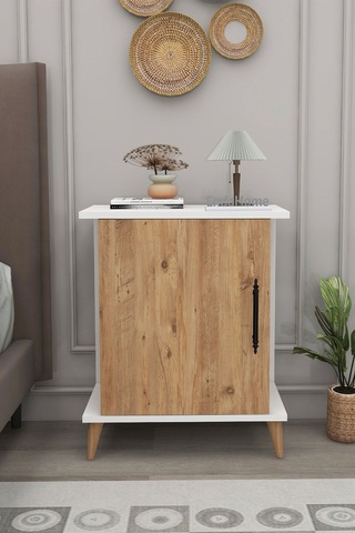 Adela Raflı Modern Komodin - Çam - Beyaz