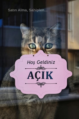 Ahşap Dekoratif Kesim Açık-kapalı Yazısı - Pembe