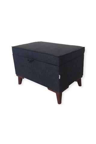 Sahra Peri Sandıklı Düz Keten Kumaş Sandıklıpuf Bench Puf Tabure