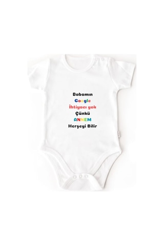 Komik Sözlü Anne Temalı Bebek Zıbını Babamın Google A İhtiyacı Yok Tasarım Body Beyaz