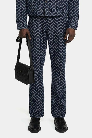 Daily Paper Ralf Pant: Denim Jacquard Kumaşlı Şık Erkek Pantolon - Regular Fit Mavi