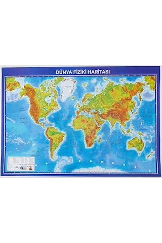 Panda 70X100 Dünya Siyasi + Fiziki Çıtalı Harita Pan406