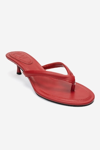 Luvi Shoes Norell Kırmızı Cilt Parmak Arası Kadın Topuklu Terlik