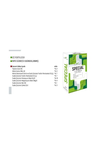 Azot Fosfor Potas Magnezyum Bor -Zn Gübre 3-7-14+ (4Mgo)+Me 1KG