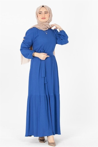 Sevitli Prenses Elbise -saks-mavi-1442-saks Mavisi Saks Mavisi