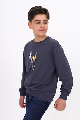 Toontoy Erkek Çocuk Baskılı Sweatshirt Füme