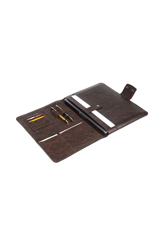 Macbook Uyumlu Air Pro 13.3 -14 İnç Organizer Evrak & Laptop Ve Tablet Çantası Crazy Kahve