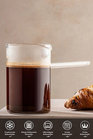 Tohana Cam Cezve 400 Ml. Saplı Borosiklat Cezve