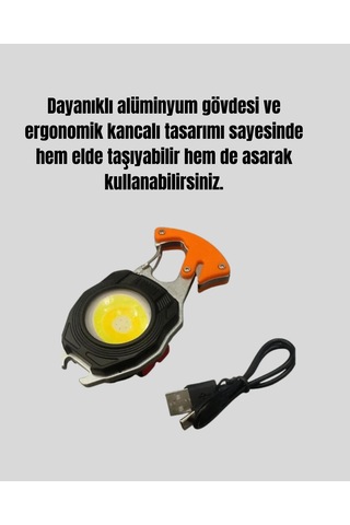 Çok İşlevli Usb Şarjlı Anahtarlık Fener Çok Renkli