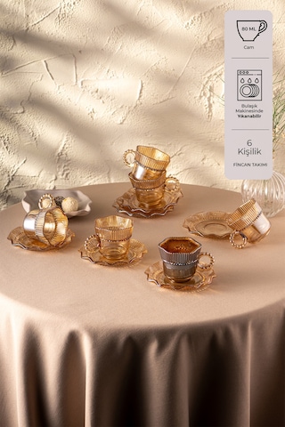 Emsan Hatrı Var Amber 80 Ml 6'lı Kahve Fincanı Takımı Amber