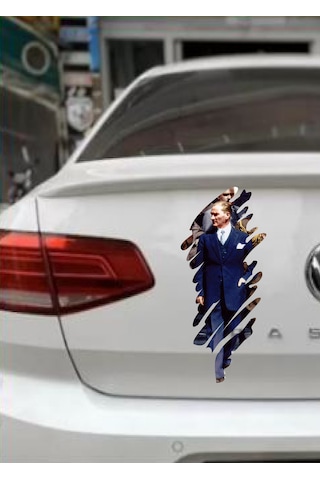 Büyük Atatürk Mustafa Kemal Atatürk Sticker - Araba Oto Motosiklet Karavan Sticker - 00322 15x6 Cm