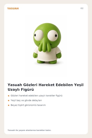 Yasuah Gözleri Hareket Edebilen Yeşil Uzaylı Figürü