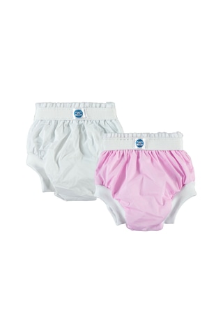 Kujju 2'li Alıştırma Külodu 1 Yaş 10-14 Kg Pembe-Beyaz
