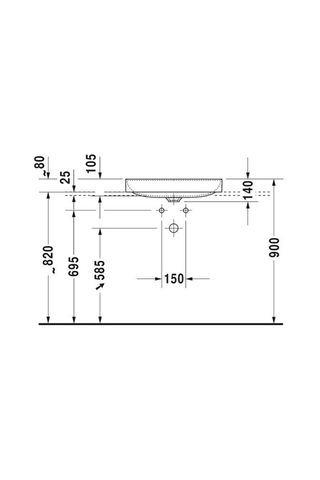 Duravit Durasquare Canak Lavabo Taslanmıs 600 x 345 MM 2355600000