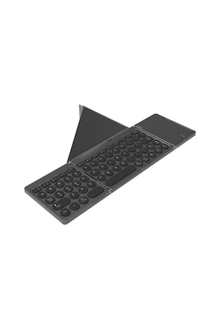 Kf86 Max Katılabilir Kızargımsız Bluetooth Uyumlu Klavye Dokunmatik Ekran + Deri Kovanla