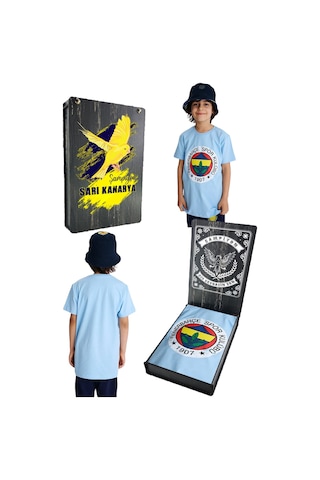 Fenerium Fenerbahçe Lisanslı Uv Baskılı Renkli Logo Sıfır Yaka Çocuk T-shirt Mavi