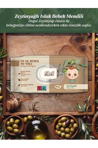 Fibril Zeytinyağlı Islak Bebek Mendili 24x90'lı Paket 2160 Yaprak