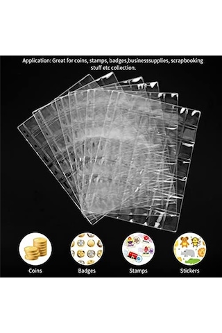 Anjiexun Koleksiyoncular İçin 6 Yaprak Madeni Para, Yaprak Başına 42 Cep/toplamda 252 Cep Şeffaf