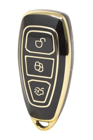 Ford Kuga Mondeo Smax Cmax Focus Fiesta Ecosport 3 Buton Nano Anahtar Kılıfı Siyah-gold