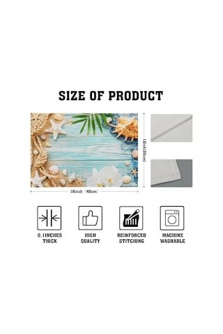 Okyanus Kabuğu Baskı Placemats, Mutfak İçin, 4 Set 2