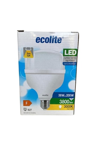 Ecolite 38w 200w Jumbo Led Ampul 3000k Sarı Işık E27 Duylu