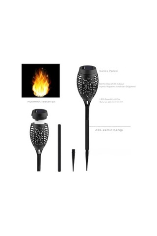 Büro Ev Ofis Hediyesi İçin Solar Şarjlı Alev Efektli Hobi Bahçe Lambası Açık Gri