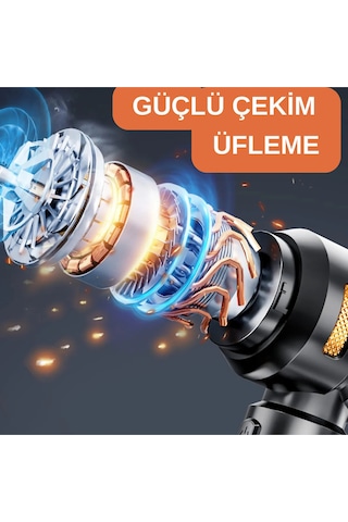 16000pa Üflemeli Güçlü Vakumlu Ev Ofis Araç Süpürgesi Güçlü El Süpürgesi Şarjlı Çok Fonksiyonlu