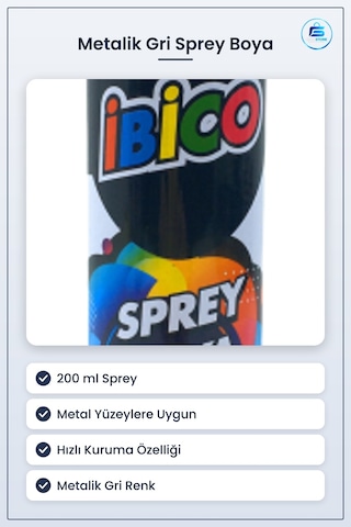 Metalik Gri Sprey Boya 200 Ml Metal Yüzey Mobilya Çerçeve Rötuş D Diğer