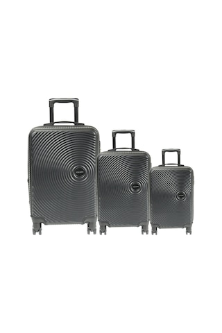 Escape Vlz 072-set Abs 8 Tekerlekli Büyük, Orta, Kabin Boy Valiz, Bavul Seti, Siyah