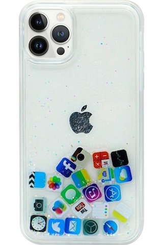 Teknomoda Apple iPhone 13 Pro Max Kilif Simli Sulu Uyumlu iOS Menü Ikon Silikon 537097914