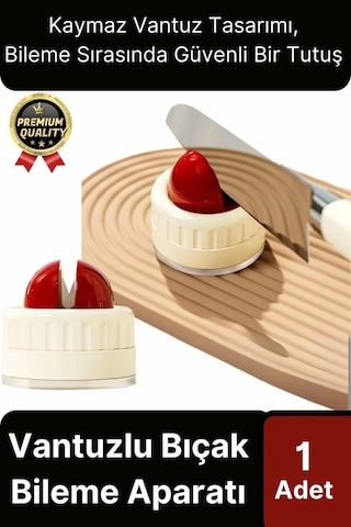 Premium Pratik Keskin Makas Şef Mutfak Paslanmaz Vantuzlu Mini Bıçak Bileme Aparatı Aleti - 1 Adet