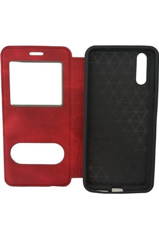 Jopus P20 İle Uyumlu Premium Kapaklı Kılıf Kırmızı Kırmızı