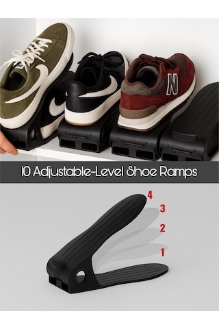 10 Adjustable-level Shoe Ramps Maximize Your Storage Space Plastik Siyah Tr Diğer