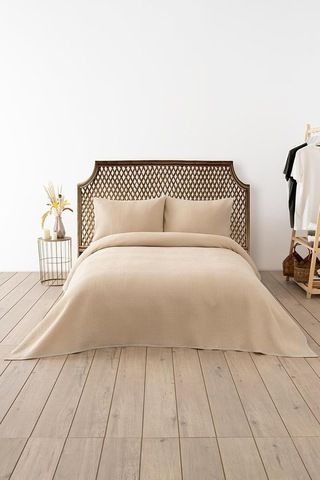Waffle Çift Kişilik Pike Seti Bej 200x220 Cm Genel