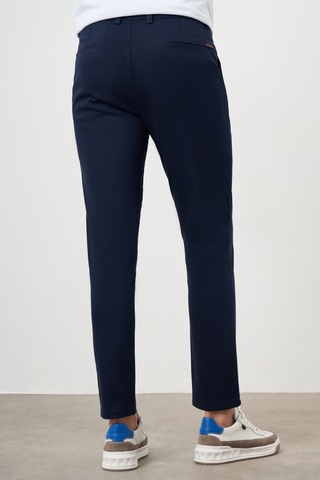 Morven Erkek Lacivert Yazlık Pileli Slim Fit Chino Pantolon Lacivert